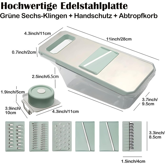 Набір для нарізання овочів та зелені 6-в-1: тертка, нарізач цибулі, кухонні аксесуари