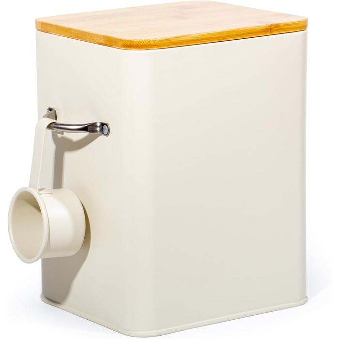 Контейнер для порошку 6.5л з дозатором, коробка для порошку, контейнер для корму, ящик для печива, кавових зерен, тваринного корму (Бежевий)