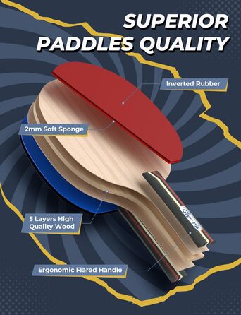 Набір для пінг-понгу Glymnis: портативний, з мережею, ракетками та м'ячами (3 зірки)