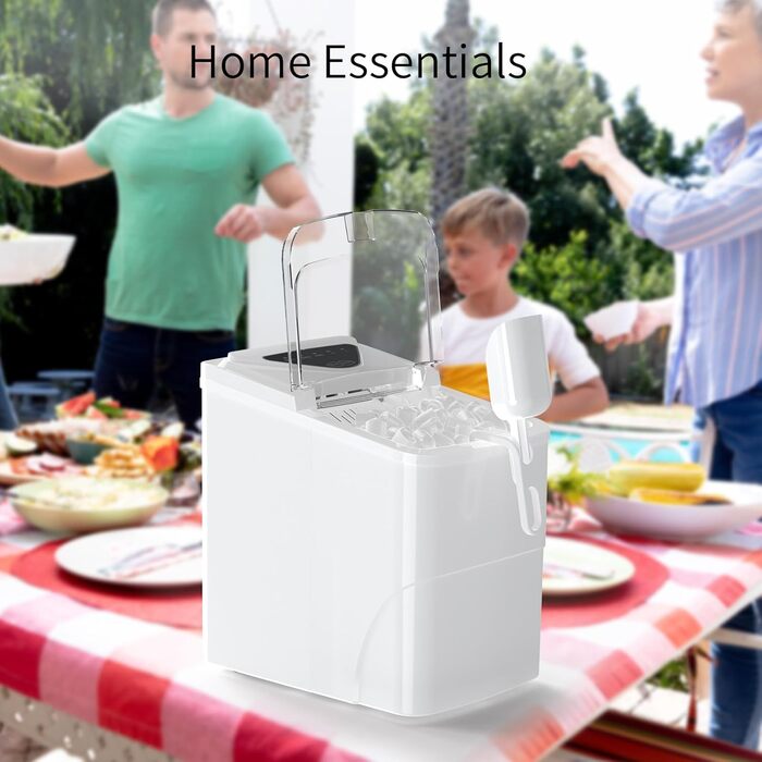 Машина для приготування льоду Mini Portatile, 15 кг/24 год, компактна, швидка (6 хв), самоочисна для дому, 35 x 27 x 38 см