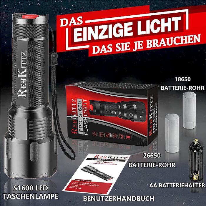 LED ліхтар надпотужний 3300 люмен, ручний, з регулюванням фокусу для кемпінгу, туризму та активного відпочинку