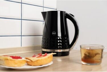 Eldom VENO Retro Kettle - 1.5L, 3000W, Rapid Boil, Vintage Design with Grid Pattern, Removable Scale Filter - White Delux (Black)