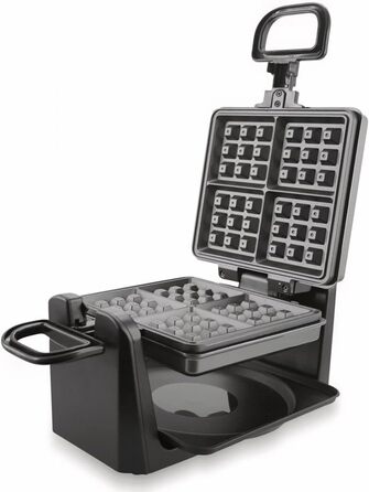 Вафельниця Emerio для приготування 4 бельгійських вафель одночасно, з професійним обертанням, антипригарне покриття, регулятор температури, 1000 Вт, срібна, WM-110984.4