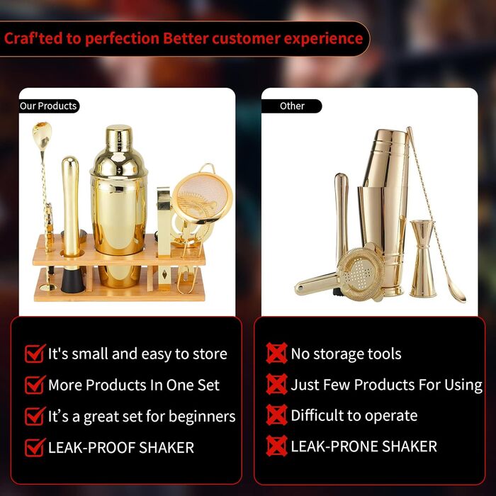 OBALY Bartender Kit 11-Piece Cocktail Shaker & Muddler for Cocktails 25oz Boston Shaker-Bar Accessories with Stylish Bamboo Stand Mix Drink Shaker Kit Perfect Martini Kit with Cocktail Recipe Booklet...