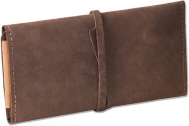 Woodland Tobacco Pipe and Accessories Case made from soft, natural unfinished buffalo leather in a taupe/dark brown-cognac combination