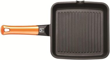 Гриль-сковорода BRA Efficient Orange 22 см, алюміній з Platinum Plus антипригарним покриттям, для індукції, з рифленою поверхнею
