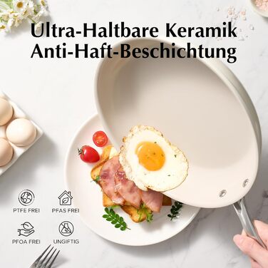 Redchef Ceramic Induction Nonstick Pan Set - 20/24/28cm - PTFE, PFAS, PFOA Free - Compatible with All Cooktops, Oven Safe, Dishwasher Safe
