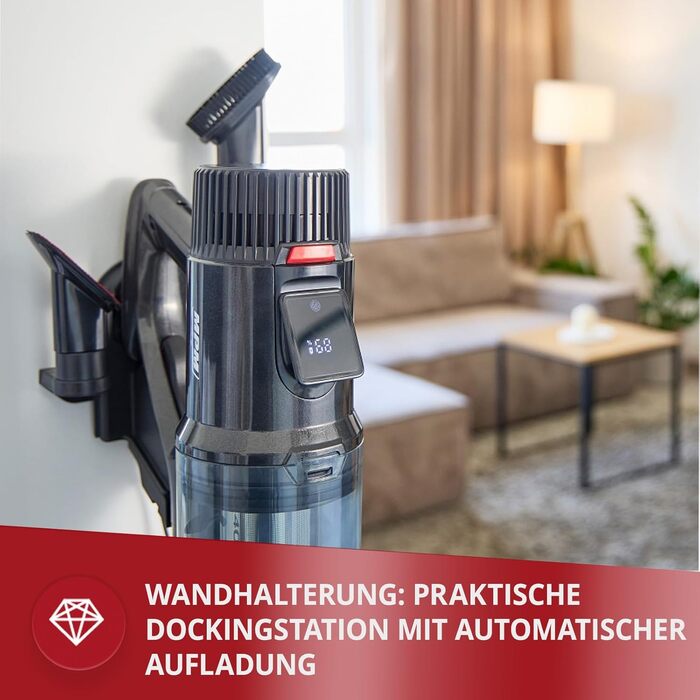 Акумуляторний пилосос MPM з цифровим дисплеєм та ручним пилососом 29,2V/250W - Інтелектуальний датчик пилу - Бездротовий акумуляторний пилосос - Пилосос без мішка - З кріпленням на стіну та аксесуарами