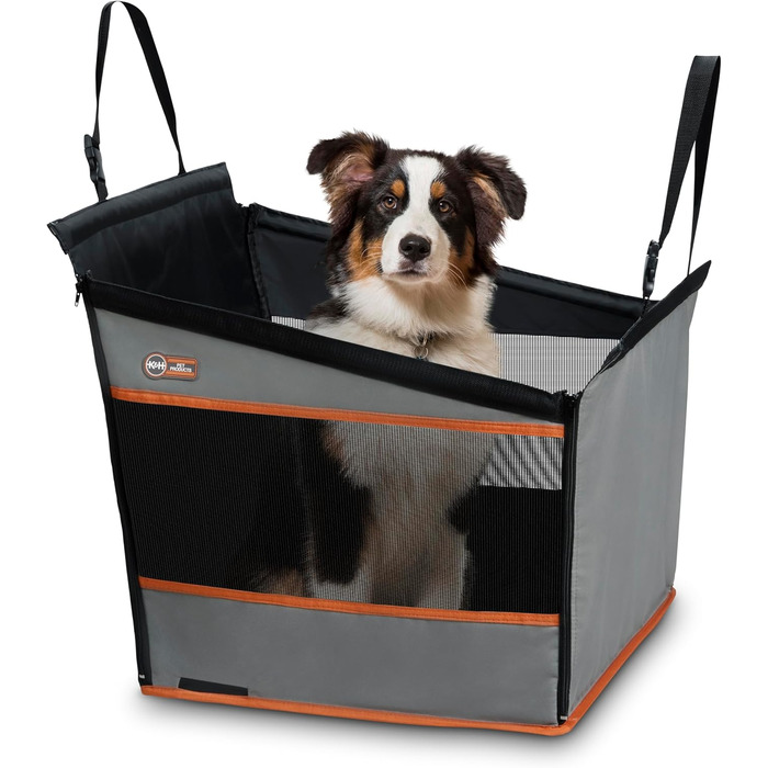 Автомобільний лежак для собак K&H Pet Products Buckle N' Go, великий (21x19x19 дюймів), сірий, водонепроникний, з регульованим ременем безпеки