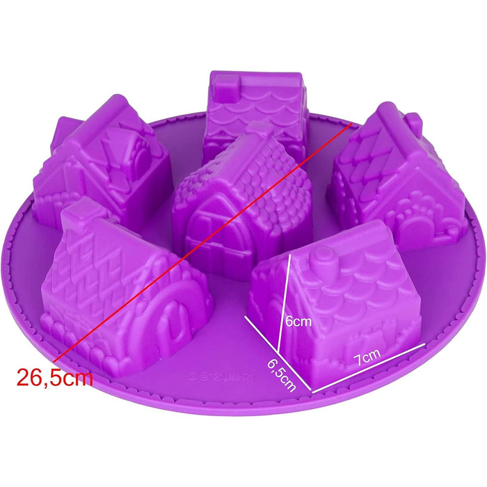 Silicone Mold Winter Village, Muffin Mold, Christmas Village, Gingerbread House, Muffin Mold, Cake Baking Mold, Muffin, Brownie, Candy, House, Cottages, Gingerbread, Gingerbread, Color: Purple