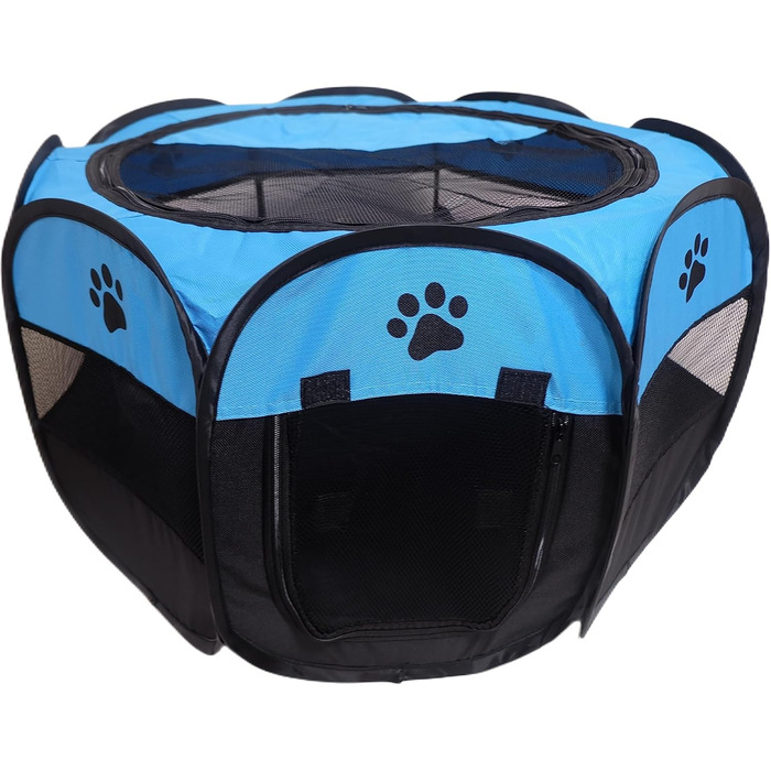 Переносне вольєр для тварин, складаний вольєр для собак та котів, кроликів, тренувальний намет для домашніх тварин, для використання в приміщенні та на вулиці, блакитний (72,9 x 72,9 x 40,6 см)