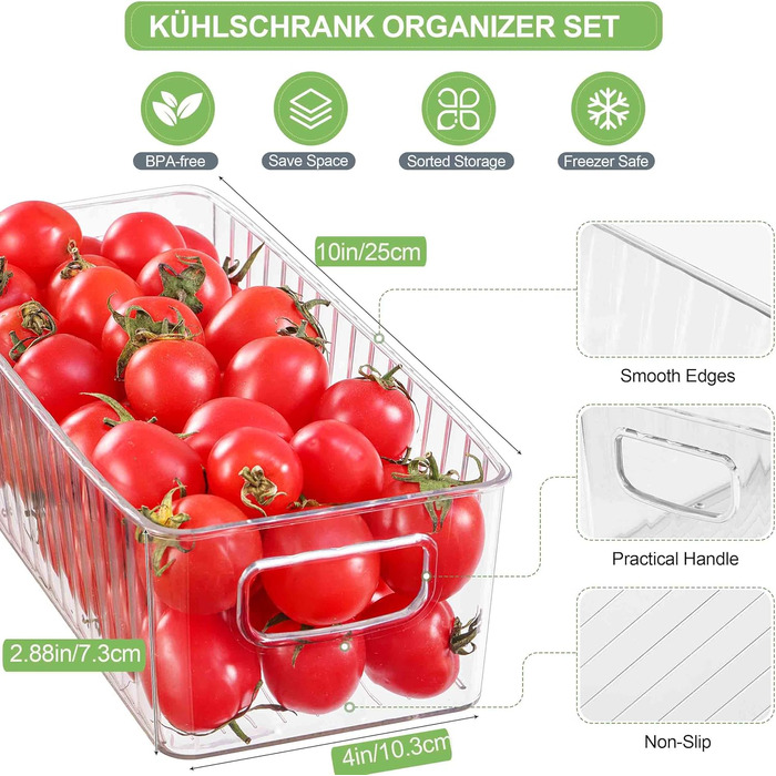 10-Piece Refrigerator Organizer - BPA Free, Kitchen Storage & Organization, Fridge Organizer System for Kitchen, Pantry, Cabinets, Freezer, Fruits, Office, Bathroom
