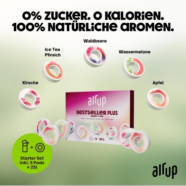 Пляшка air up Twist Pro 600 мл, стартовий набір з 5 смаками (Зелена шавлія) | Без цукру, сумісна з посудомийною машиною, BPA-free