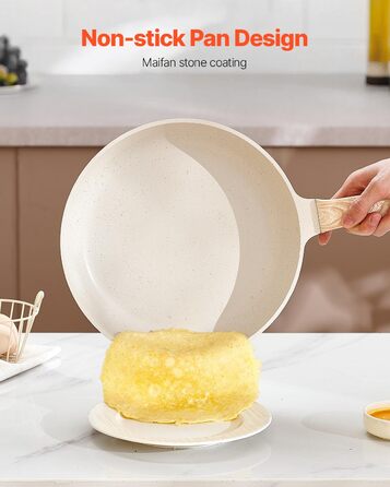 Набір посуду VEVOR 17 предметів з нержавіючої сталі з антипригарним покриттям, індукційні каструлі та сковорідки з кришками, для кухні, кемпінгу та приготування їжі (білий)