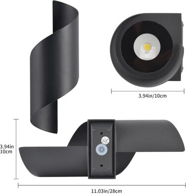 LED-стінна лампа для внутрішнього та зовнішнього використання, 10W, IP65, тепле біле світло 3000K, сучасний дизайн, декоративне освітлення для саду, вітальні, спальні, темно-сірий колір