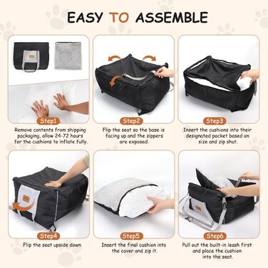 Автокрісло для собак Nobleza - зручне та практичне автоліжко для маленьких собак, 58x56x33 см, Oxford, всі сезони