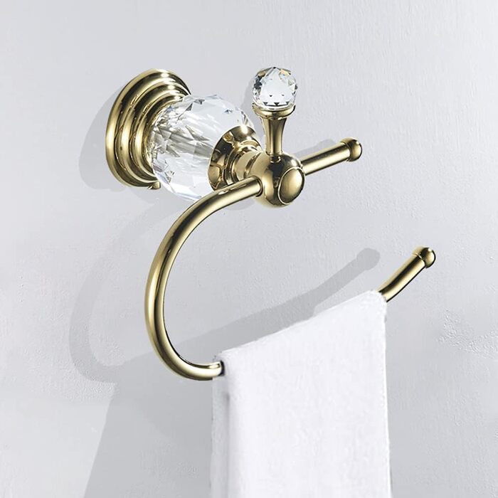 Toilet paper holder, polished, gold-colored, brass, crystal, tissue holder, bathroom accessories, wall mount