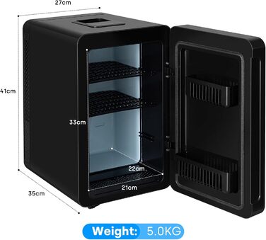 Enventor 10-15 Liter Portable Mini Fridge - AC/DC Powered Cooler & Warmer for Car, Travel, Beauty, Food & Drinks (White/Black)