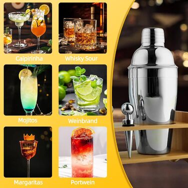 Набір для приготування коктейлів, 10 предметів, нержавіюча сталь, 750 мл, барменський набір з аксесуарами, для бару, вечірки, подарунок для чоловіків