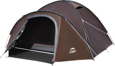 Намет кемпінговий Campingzelt 3-4 особи двошаровий, водонепроникний, з москітною сіткою, затемненим внутрішнім простором та сумкою для транспортування (коричнево-сірий)