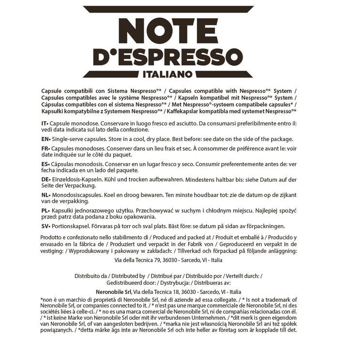 Капсули для кави Note D'Espresso зі смаком шоколаду, сумісні з Nespresso, 100 шт