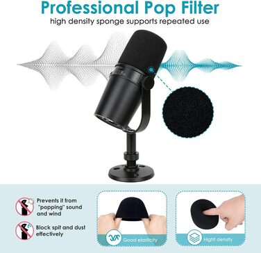Тримач для мікрофона YOUSHARES з кріпленням для столу та стіни, металева конструкція, поп-фільтр для Shure MV7
