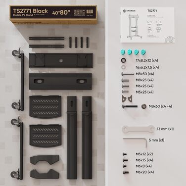 Мобільна підставка для телевізора ONKRON TS2771-B 40-80