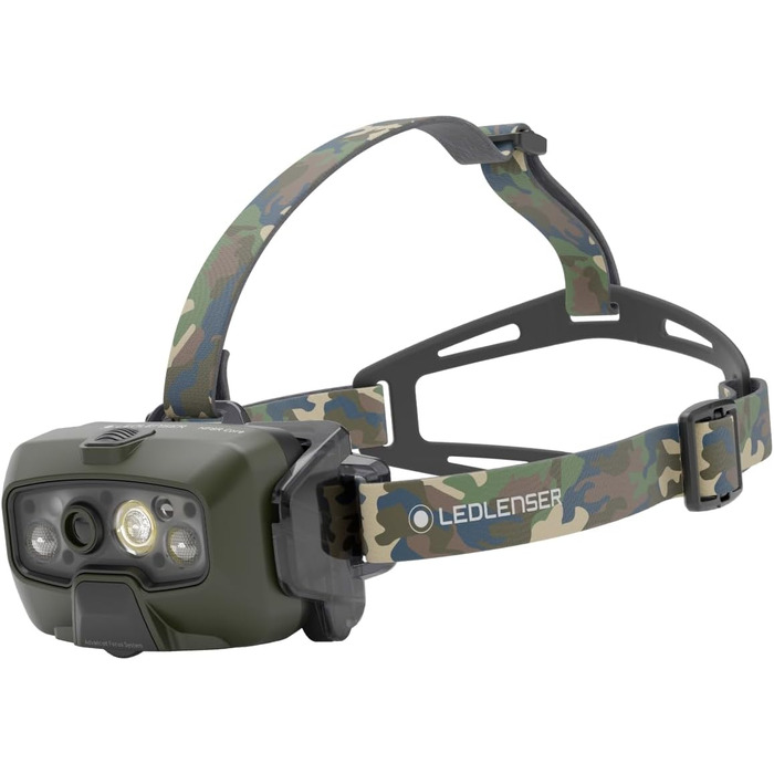 Налобний ліхтар Ledlenser HF8R Core, 1600 люмен, перезаряджуваний, LED, з червоним світлом, водонепроникний IP68, камуфляж, для туризму та активного відпочинку