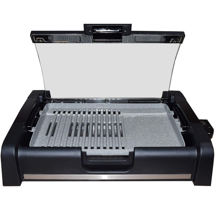 Syntrox Germany TG-1650W Electric Table Grill with Ceramic Plate - BBQ Grill with Glass Lid