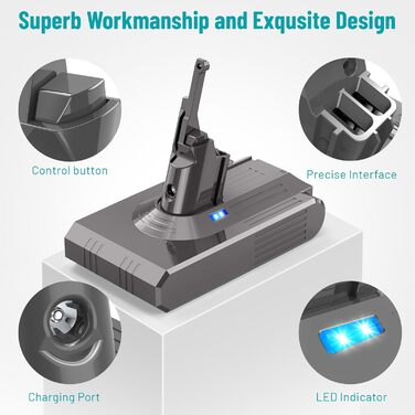 Замінна батарея ASUNCELL 21.6V 4600mAh для пилососів Dyson V8 (Absolute, Animal, Fluffy, Motorhead, Hand-held Series)