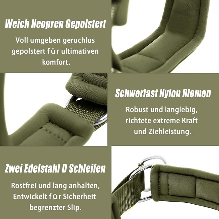 Нашийник для собак з м'якого неопрену (4 см ширина), світловідбиваючий, з міцного нейлону та стопором, зручний, для дресирування, проти потягування, розмір L (армійний зелений, обхват шиї 45-56 см)