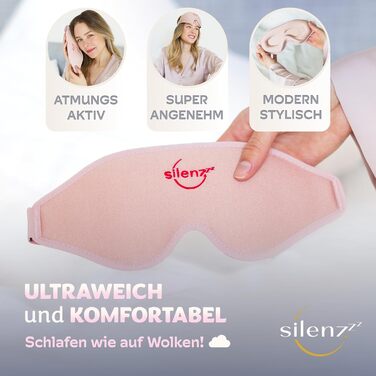 Маска для сну преміум-класу 3D - для жінок та чоловіків - комфортна, з м'якою підкладкою для повної темряви - рожева, Sleepy Purble