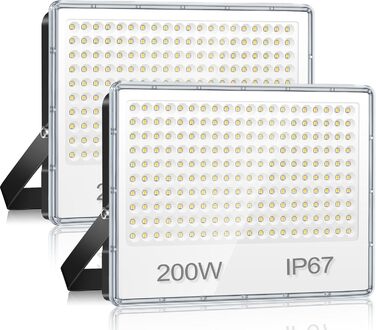 LED Floodlight Outdoor 300W, Outdoor Floodlight 30000LM, Waterproof LED Outdoor Floodlight IP67, 7000K Cold White Super Bright Outdoor Spotlights for Warehouse, Garden, Garage, Yard, Factory, Parking Lot (200W-2PC)