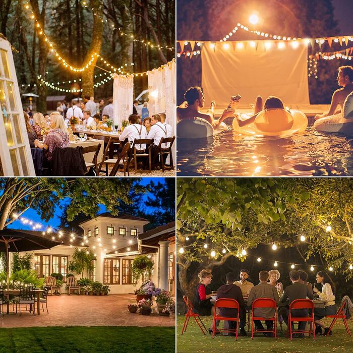 LED гірлянда GLUROO для вулиці, 7.6м, 12+1 лампочки G40, вологостійка, тепле світло, для саду, вечірок