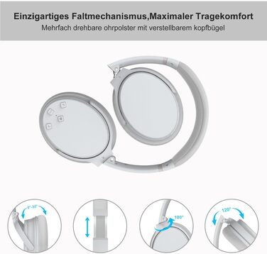 Бездротові навушники-вкладки Srhythm NC25 з активним шумозаглушенням (ANC), Bluetooth, NFC, HiFi звук, 40 мм динаміки, вбудований мікрофон, складані (Колір: Туманно-білий)