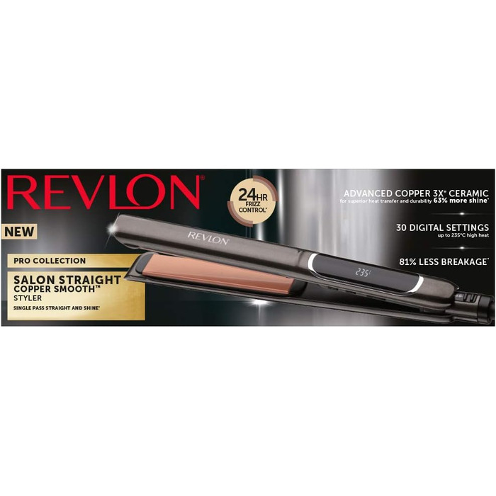 Revlon SmoothStay 25mm Coconut Oil Infused Straightener with Travel Pouch - Adjustable Temperature up to 235°C