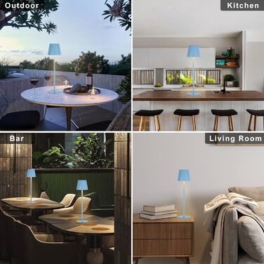 Набір з 2-х бездротових настільних LED світильників з акумулятором, сенсорне регулювання яскравості, 3 режими кольору, USB-C зарядка для спальні, обіднього столу, кемпінгу (Чорний)