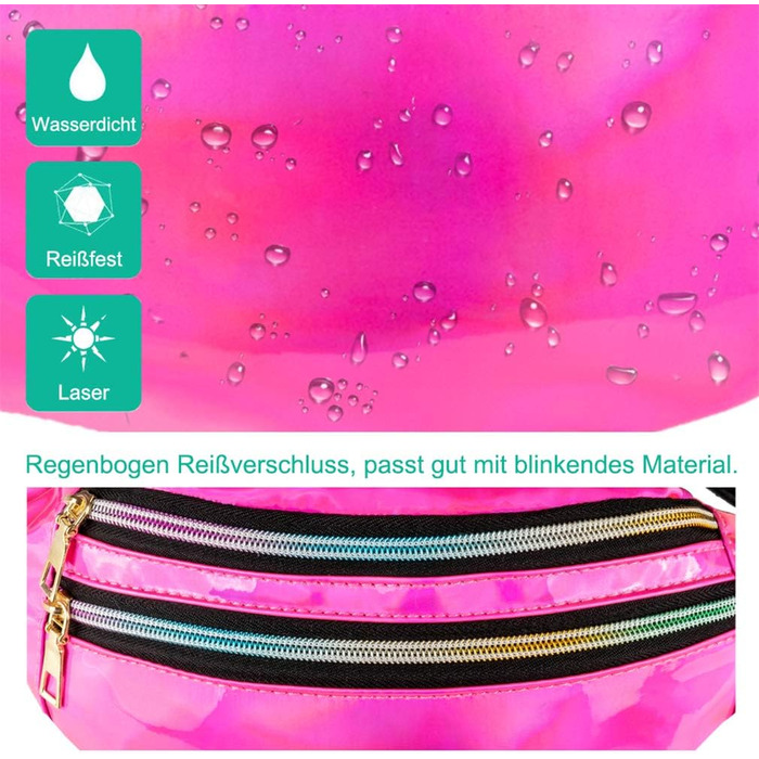 Гірчиця поясна сумка вологостійка, поясна сумка на пояс з відділеннями на блискавці, регульований ремінь, поясна сумка для жінок та чоловіків, для вечірок, фестивалів, спорту, активного відпочинку, подорожей (Рожевий)