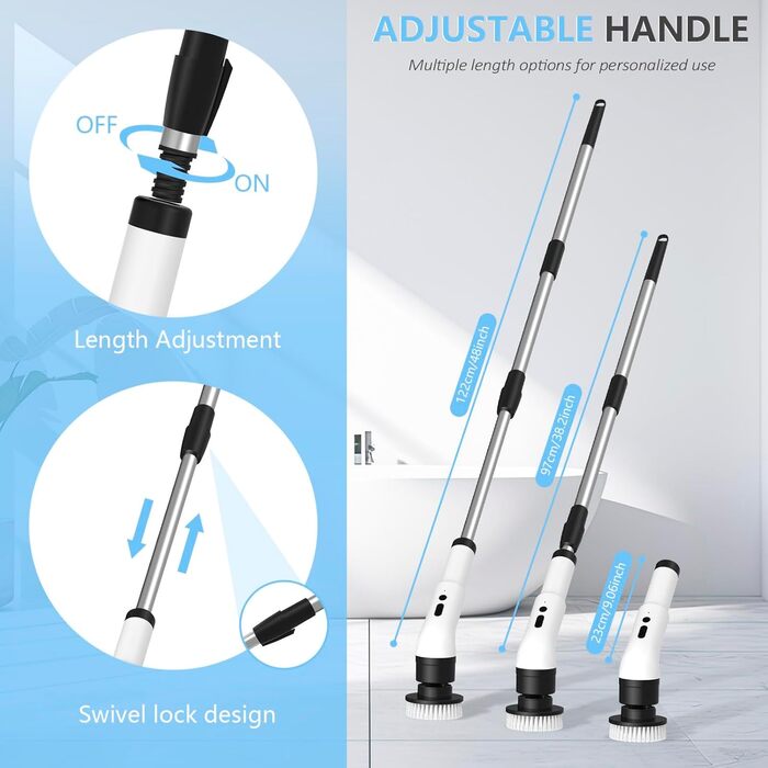 Електрична щітка для прибирання 9-в-1 з 8 насадками. Багатофункціональний інструмент для дому, кухні, ванної кімнати та авто.