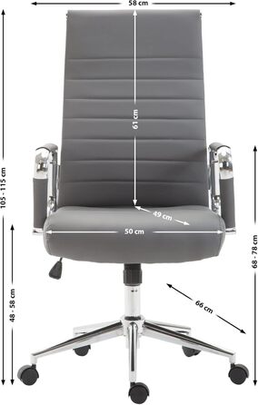 Офісний стілець Kolumbus з штучної шкіри, регульована висота, сірий колір