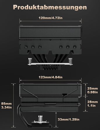 upHere H85KC6: Низькопрофільний кулер для CPU з ARGB підсвічуванням (180W TDP)