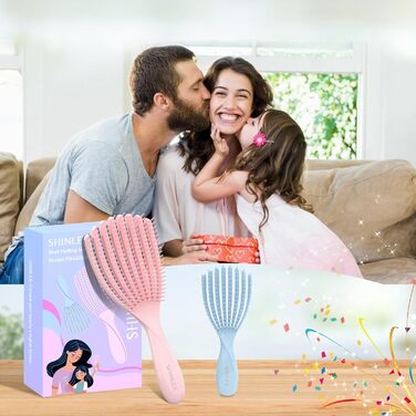 Щітка для кучерявого волосся: розплутування, розгладження, для мокрого та сухого волосся, зменшення пошкоджень, для жінок, чоловіків, дітей (Рожевий/Блакитний)