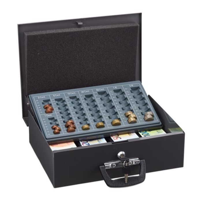 Relaxdays Cash Box with Euro Coin Sorter