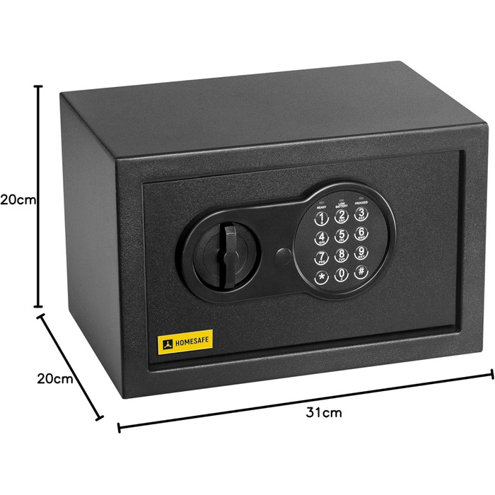 Домашній сейф HomeSafe HV24E з електронним замком, 20x44x38 см. Підходить для зберігання грошей, прикрас, документів та ноутбука.