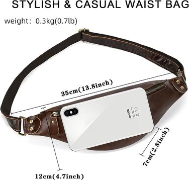 Чоловіча/Жіноча поясна сумка з натуральної шкіри Vintage, чорна (1033 Kaffee)