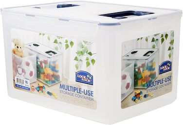 LocknLock PP CLASSIC Storage Box with Lid and Handles | 16 L, 361 x 274 x 212 mm | 100% Airtight | Semi-Transparent Storage Container | Storage Box with Lid for Household Items