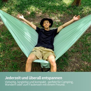 Гамак для відпочинку на двоє | 300 кг | Гамак-матрас з комплектом кріплення | Наметний гамак з нейлону | 290x170 см (м'ятний)