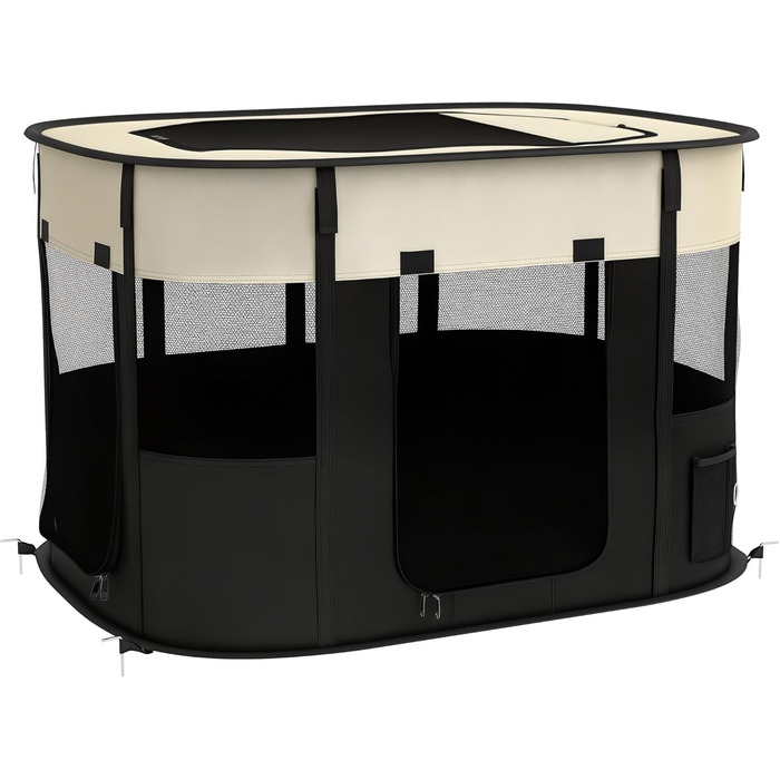 PawHut: Фрейлауф для собак з Оксфордської тканини, 94x74x60 см, кремово-білий та чорний