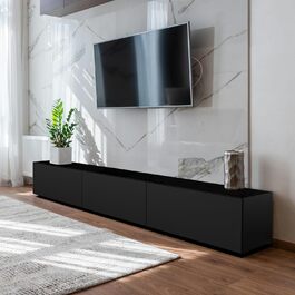 4housedesign® TV Board Lowboard Hanging | TV Cabinet Sideboard Living Room | Lowboard Living Room TV Shelf TV Board Hanging TV Cabinet TV 55 Inch - TV Lowboard Black Matt (300 (3x100), Black Matt)