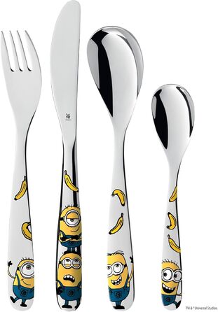 Набір дитячого посуду Minions WMF Cromargan® 4 шт. з нержавіючої сталі, від 3 років, без гравіювання, придатний для миття в посудомийній машині